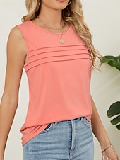 economico Serbatoio Semplice-Per donna Canotta Tinta unica Elegante Casual Senza Maniche Girocollo Top Regolari Quotidiano Blu Nero Bianco Rosa Vino Estate