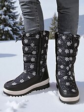 Недорогие Снежные и зимние ботинки-женские белые зимние ботинки – водонепроницаемые теплые зимние ботинки со снежинками, нескользящая подошва для зимних прогулок и поездок на природу