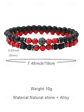 cheap Men's Jewelry-Men's Christmas Gift Natural Stone Beaded Bracelet Set, Multi-Color, Unique Matte &amp; Polished Stones, Stylish Accessory for Holiday Parties, Casual Wear and Festive Occasions
