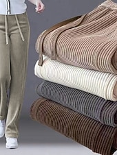 halpa Suorat Housut-Naisten Vakosamettihousut Housut Suora Katutyyli Vapaa-aika Täyspitkä Luonnollinen Tavallinen Joustava kiristysnauhan suunnittelu Mukava Katu Pyhäpäivä Viikonloppu Tumma harmaa Musta Khaki Syksy