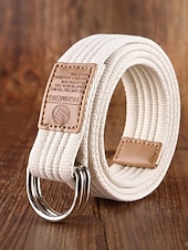 economico Cinture da uomo-cintura natalizia in tela da uomo – cintura regolabile in tessuto di cotone con cinturino in pelle e fibbia ad anello in metallo – disponibile in rosso, blu navy, nero e altri colori – elegante accessorio natalizio per uomo