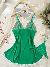 economico Regali-Set di Camicia da Notte Babydoll Lingerie Abito Slip con Tanga Donne in Rete Pizzo Notturni Maliziosi Fatti a Mano Abbigliamento per Festa di Capodanno Regalo di San Valentino per Lei