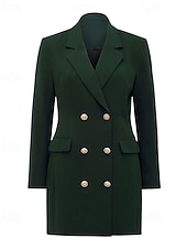 economico Vestito Semplice-Per donna Mini Abito Abito blazer Moda Moderno Ufficio Uscire Vestibilità regolare Semplice Manica Lunga Scollo a V Nero Verde militare Primavera Autunno