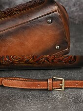 olcso Kézitáskák és bevásárlótáskák-női műbőr kézitáska, vintage dombornyomott válltáska bambusz fogantyúval, elegáns keresztpántos táska hölgyek partijára, munkába és mindennapi használatra