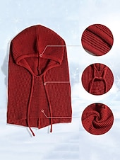 abordables Bufandas de mujer-Bufanda con capucha y pasamontañas de punto festivo para mujer: calentador de cuello con cordón en varios colores para Navidad y temporada de esquí.