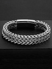 levne Pánské šperky-Pánský pletený řetízkový náramek z nerezové oceli s magnetickou sponou – moderní módní šperk pro běžné nošení, do práce i na párty