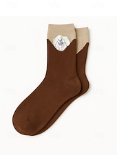 זול גרביים לנשים-גרבי כותנה לנשים - עיצובים רקומים של חתול כלב חמוד עם חיות, רכים ונוחים, מושלמים ללבוש יומיומי ולפעילויות יומיומיות