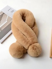 preiswerte Schals für Damen-Weihnachtsschal aus Kaninchenfellimitat für Damen mit Bommeln, weiches und kuscheliges Winteraccessoire für Feiertagspartys und als Geschenk