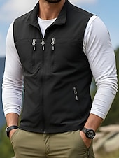 halpa Miesten kalastusliivi-Miesten Liivi Gilet Kalastusliivi ulko- Päivittäin Muoti Vapaa-aika Kevät Syksy Vetoketju Tasku Polyesteri Mukava Tavallinen Yksirivinen yksi nappi Stand-kaula-aukko Normaali Musta Viini Armeijan