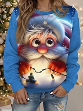 ieftine Hanorace și hanorace de Crăciun-Pentru femei Hanorac pulover Pisica Brad de Crăciun Crăciun Casual Manșon Lung Stil Nautic Topuri obișnuite Stradă Zilnice Casual Negru Galben Roșu Vin Roșu-aprins Albastru piscină Primăvară Toamn