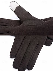 abordables Guantes de mujer-Guantes táctiles navideños para mujer con pompones de piel sintética de conejo, tejido de poliéster cálido, varios colores, perfectos para la moda de invierno y regalos navideños.