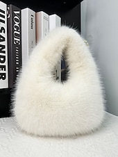 billiga Julpåsar-Damaxelväska i fuskpäls, mjukt plyschmaterial, elegant luffarmodell för julfester, finns i flera färger