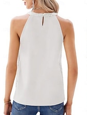 economico Serbatoio Semplice-Per donna Canotta a canotta Paillettes Tinta unica Elegante Casual Senza Maniche All'americana Top Regolari Quotidiano Verde salvia Nero Bianco Champagne Vino Estate Primavera