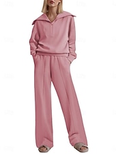 Dames Modieus Streetwear Broeken Sets Bolero Top Lange mouw Overhemdkraag Effen Kleur Vetoketju Buiten Werk Casual Blozend Roze Marineblauw Grijs Lente Normale pasvorm voordelige Blousepakken voor dames-Dames Modieus Streetwear Broeken Sets Bolero Top Lange mouw Overhemdkraag Effen Kleur Vetoketju Buiten Werk Casual Blozend Roze Marineblauw Grijs Lente Normale pasvorm