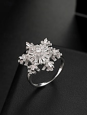 Недорогие Женские кольца-женское рождественское вращающееся кольцо в форме снежинки, регулируемое золотое и серебряное персонализированное украшение из кристаллов, элегантное праздничное коктейльное кольцо, идеально подходит для вечеринок и подарков