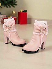 preiswerte Stiefeletten-Rote Damenstiefeletten mit goldener Schleife – festliche High Heel-Stiefel für Damen – perfekt für Weihnachtsfeiern, Feiertagstreffen und Abende