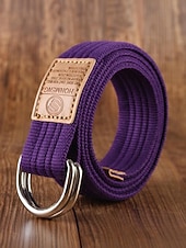 economico Cinture da uomo-cintura natalizia in tela da uomo – cintura regolabile in tessuto di cotone con cinturino in pelle e fibbia ad anello in metallo – disponibile in rosso, blu navy, nero e altri colori – elegante accessorio natalizio per uomo