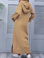 Χαμηλού Κόστους Φούτερ &amp; Φορέματα με κουκούλα-Γυναικεία Μίντι φόρεμα Φόρεμα με κουκούλα Μοντέρνα Καθημερινά Γραφείο Εξόδου Κανονικό Σκέτο Μακρυμάνικο Με Κουκούλα Μαύρο Κρασί Βυσσινί Πορτοκαλί Άνοιξη Φθινόπωρο Χειμώνας