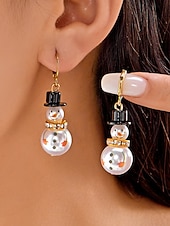 billiga Kvinnors örhänge-Julörhängen i legering för kvinnor med snögubbe- och snöflingedesign, perfekta för högtidsmode och festliga presenter