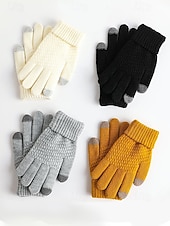 economico Guanti da donna-Guanti invernali termici da donna con touchscreen, guanti caldi in maglia foderati in pile per Natale, abbigliamento da esterno per il freddo e regali per le feste