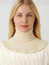 abordables Foulards pour femmes-Col côtelé en acrylique de Noël pour femme – confortable et élégant avec des bords volantés, disponible en plusieurs couleurs, parfait pour les vacances d'hiver et les occasions festives