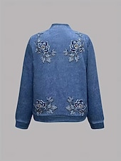 economico giacche casual-Per donna Giacca Casual Caldo Asciugatura Rapida Cerniera Tasca Elegante Moda Quotidiano Semplice Floreale Vacanza Casuale Quotidiano Ferie Regolare colletto da baseball Vestibilità regolare Manica