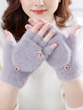 お買い得  レディース手袋-女性用 手袋 ニット ソリッドカラー クリスマス あたたか かわいいスタイル