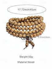 abordables Bijoux pour hommes-Bracelet de perles en bois multicouche pour homme, bracelet de prière mala vintage, bijoux fantaisie multicolores, cadeau de Noël unique pour un usage quotidien et les fêtes