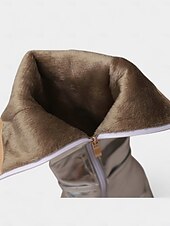 お買い得  1980年代-女性用シルバーの光沢のあるニーハイゴーゴーブーツ、サイドジッパーとブロックヒール、レトロな70年代のディスコスタイルのパーティー &amp;ダンスブーツ