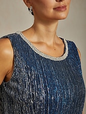 olcso Buliruhák-Női Midi ruha Váltó ruha Rakott ruha Halter ruha Elegáns Buli Előírásos Parti Esküvői vendég Koktélparty Normál Tömör szín Ujjatlan Terített nyak Sötétkék Nyár Tavasz Ősz Tél