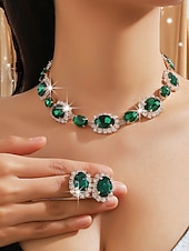 halpa Naisten kaulakoru-Naisten värikäs kristallikorusetti, kimalteleva strassi kaulakoru ja korvakorusetti juhliin, häihin &amp;iltatilaisuudet, ylelliset asusteet