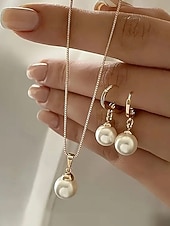 halpa Naisten kaulakoru-Naisten tekohelmikaulakoru ja korvakorut kultaisilla yksityiskohdilla, elegantit joulukorut juhlajuhliin