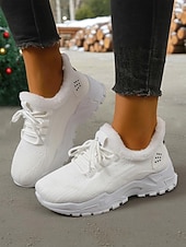 Zapatillas deportivas rojas con forro polar para mujer: zapatillas para correr cálidas y transpirables para invierno, Navidad, viajes y ropa informal. abordables Zapatos de Navidad para Mujeres-Zapatillas deportivas rojas con forro polar para mujer: zapatillas para correr cálidas y transpirables para invierno, Navidad, viajes y ropa informal.