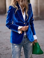 نسائي سترة بليزرات مخملية مريح Buttons موضة سهل رسمي الأماكن المفتوحة عادية طوي عادي كم طويل ملابس خارجية أسود أحمر أزرق الخريف الشتاء رخيصةأون بليزر وبدلات-نسائي سترة بليزرات مخملية مريح Buttons موضة سهل رسمي الأماكن المفتوحة عادية طوي عادي كم طويل ملابس خارجية أسود أحمر أزرق الخريف الشتاء