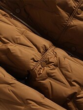 billiga Quiltade pufferjackor-Dam Dun Pufferjacka Quiltad jacka Håller värmen Bekväm Ficka Knappar Mode Ledigt Slät Gata Ledigt Dagliga kläder Utekväll Enkelknäppt Lång Hög krage Normal Långärmad Ytterkläder Svart Vit Brun Höst