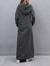 Χαμηλού Κόστους Φούτερ &amp; Φορέματα με κουκούλα-Γυναικεία Μίντι φόρεμα Φόρεμα με κουκούλα Μοντέρνα Καθημερινά Γραφείο Εξόδου Κανονικό Σκέτο Μακρυμάνικο Με Κουκούλα Μαύρο Κρασί Βυσσινί Πορτοκαλί Άνοιξη Φθινόπωρο Χειμώνας