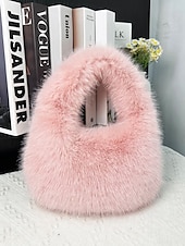 billiga Julpåsar-Damaxelväska i fuskpäls, mjukt plyschmaterial, elegant luffarmodell för julfester, finns i flera färger