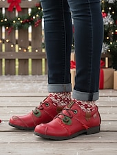 preiswerte Damenschnürschuhe-Grüne Oxford-Schnürschuhe aus Leder für Damen mit roten Nähten, handgefertigte Retro-Freizeitschuhe für Damen, perfekt für Weihnachtsoutfits und den Alltag im Herbst