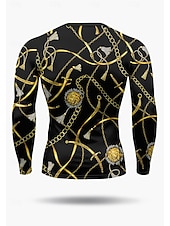 cheap Running Tee &amp; Tank Tops-Men&#039;s Compression Shirt Running Shirt 3D Print Long Sleeve Base Layer Striped Quick Dry Compression Power Flex Moisture Wicking Gym Workout Active Training Exercise Sportswear Activewear Gold