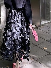 preiswerte Partykleider-Damen Elegant Vintage Mode Midi Mittlere Taille Röcke Tupfen Einfach Patchwork Blume Geschichtet Unelastisch Täglich Straße Amethyst Aprikose Schwarz Rote Herbst