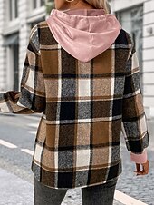 cheap Graphic shop Sweatshirts &amp; Hoodies-Women&#039;s Pullover Hoodie Sweatshirt Plaid Vintage Casual Long Sleeve Hooded Regular Tops Street Casual Sports Drawstring Patchwork Pink Army Green Dark Gray Beige Coffee Fall Winter