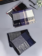 levne Pánské kravaty a motýlky-Pánská vánoční kostkovaná šála – stylová polyesterová šála s třásněmi – dostupná v několika barvách – teplý sváteční doplněk pro muže