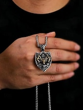 رخيصةأون مجوهرات رجالية-قلادة على شكل رأس غزال فايكنج من الفولاذ المقاوم للصدأ للرجال بتصميم درع، مجوهرات تميمة نورسية سلتيك كهدية عيد الميلاد والحفلات والارتداء اليومي