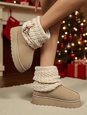 levne Sníh a zimní boty-Dámské pletené zimní boty s fleecovou podšívkou - útulné a teplé, ideální do zasněženého počasí a na outdoorové aktivity