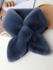 baratos Lenços Femininos-cachecol feminino de pele sintética de natal, aquecedor de pescoço macio com nó cruzado, xale elegante de inverno para festas de fim de ano e presentes