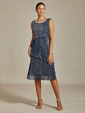 olcso Buliruhák-Női Midi ruha Váltó ruha Rakott ruha Halter ruha Elegáns Buli Előírásos Parti Esküvői vendég Koktélparty Normál Tömör szín Ujjatlan Terített nyak Sötétkék Nyár Tavasz Ősz Tél