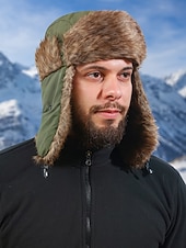 levne Dámské klobouky-Pánská vánoční čepice s kožešinovou podšívkou – nepromokavá, teplá a útulná, s detaily z umělé kožešiny, ideální na zimní dovolenou a outdoorové aktivity