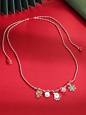 olcso Karácsonyi kiegészítők-Női karácsonyi ajándék nyaklánc, ötvözet és akril anyagból, színes gyöngyök ünnepi medálokkal, tökéletes ünnepi kiegészítő partikra és összejövetelekre