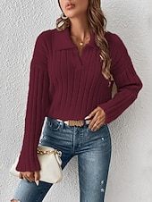 お買い得  単色-女性用 ブラウス 純色 エレガント スタイリッシュ ベーシック 長袖 シャツカラー レギュラートップス 日常 ピンク ワイン ダックグレー アプリコット 春 秋 冬