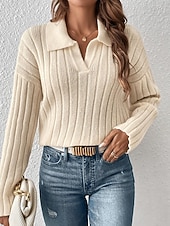 お買い得  単色-女性用 ブラウス 純色 エレガント スタイリッシュ ベーシック 長袖 シャツカラー レギュラートップス 日常 ピンク ワイン ダックグレー アプリコット 春 秋 冬